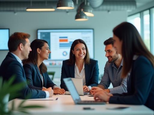 Photo of the Apex Insight Advisors team collaboratively working in a modern office